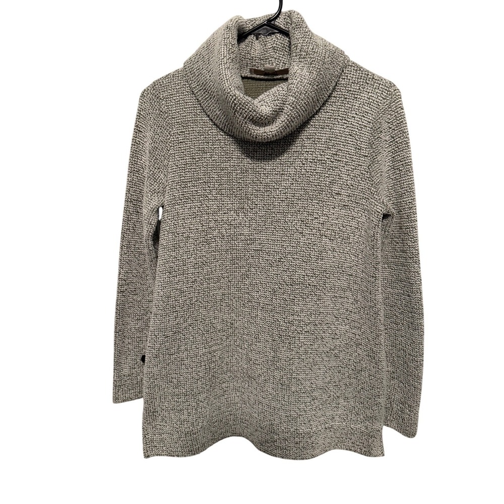 LOFT Women's XS Gray Speckled Textured Cowl Neck Sweater‎ Long Sleeve Cotton Bl